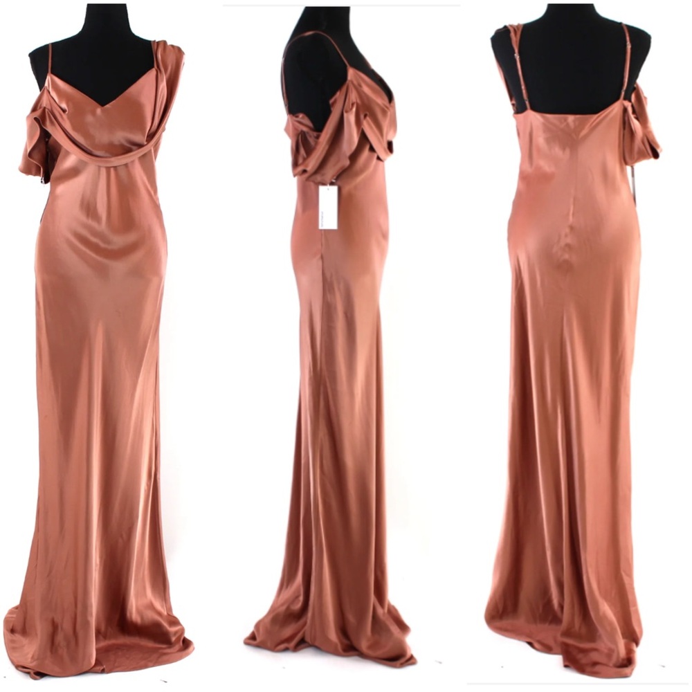 Reformation Rhonda Silk Dress in Praline Silk 0 NWT